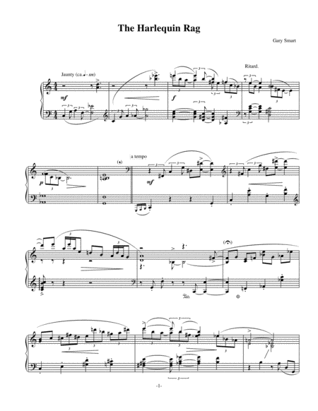 Free Sheet Music Harlequin Rag