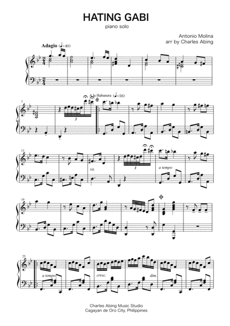 Free Sheet Music Hating Gabi For Piano Solo