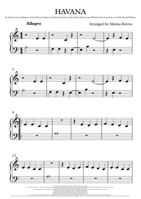 Havana By Camila Cabello Easy Piano Sheet Music