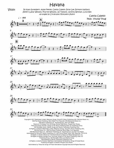 Havana Easy Violin Sheet Music