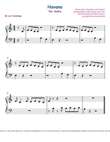 Havana Original Version Sheet Music