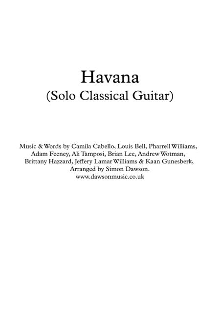 Havana Solo Classical Guitar Sheet Music