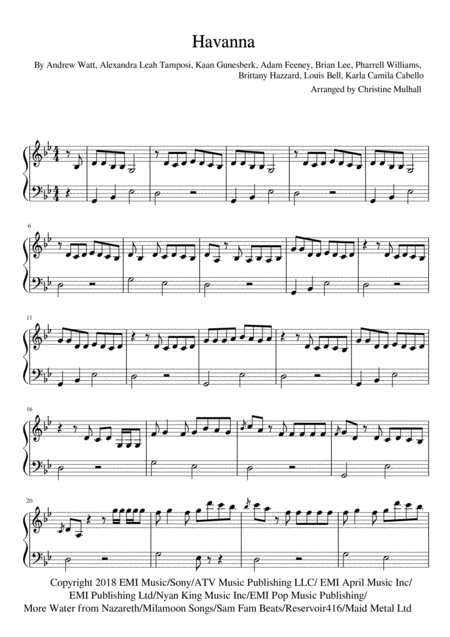 Free Sheet Music Havanna