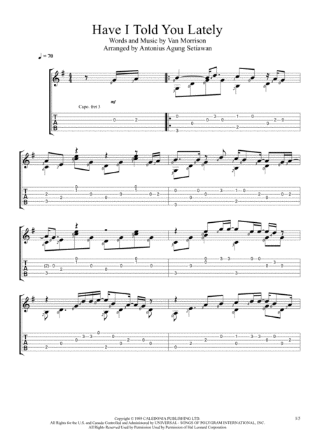 Have I Told You Lately Fingerstyle Guitar Duet Sheet Music