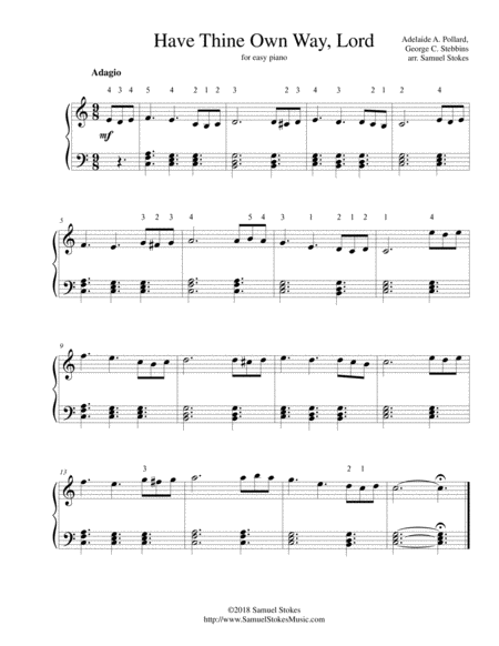 Have Thine Own Way Lord For Easy Piano Sheet Music