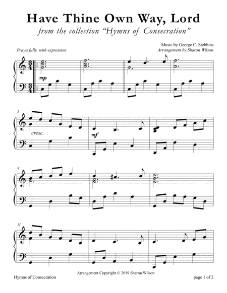 Have Thine Own Way Lord Large Print Piano Solo Sheet Music