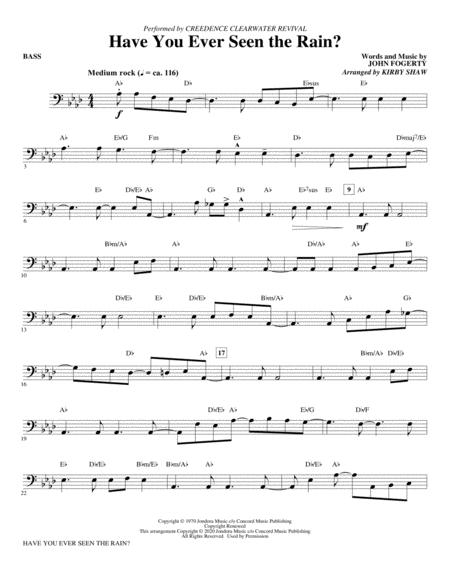 Have You Ever Seen The Rain Arr Kirby Shaw Bass Sheet Music