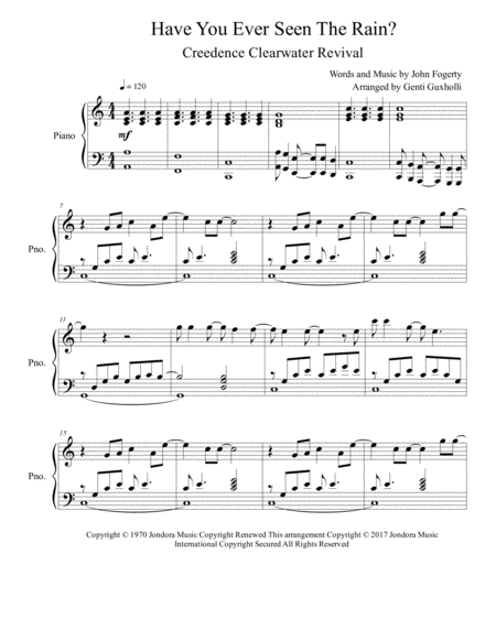 Have You Ever Seen The Rain Piano Solo Sheet Music