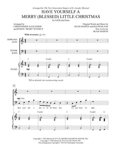 Free Sheet Music Have Yourself A Merry Blessed Little Christmas