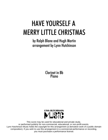 Free Sheet Music Have Yourself A Merry Little Christmas Clar Pno
