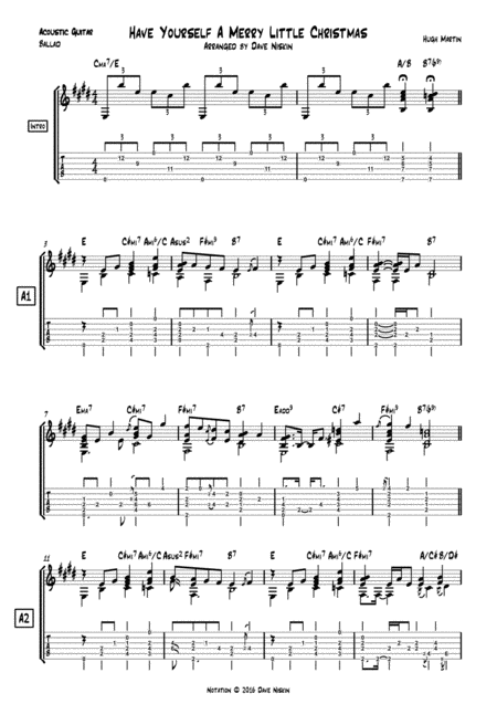 Have Yourself A Merry Little Christmas Dave Niskin Solo Fingerstyle Guitar Sheet Music