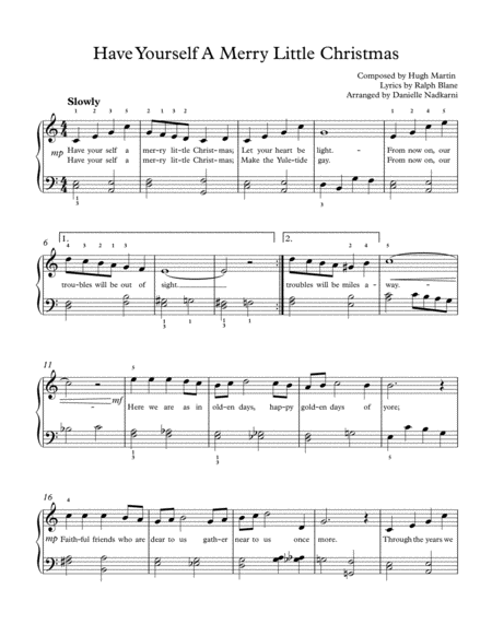 Free Sheet Music Have Yourself A Merry Little Christmas Easy Piano