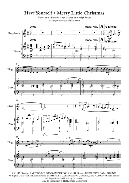Free Sheet Music Have Yourself A Merry Little Christmas Flugelhorn Solo