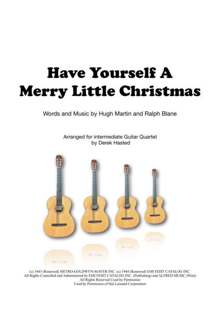 Have Yourself A Merry Little Christmas For Guitar Quartet Sheet Music