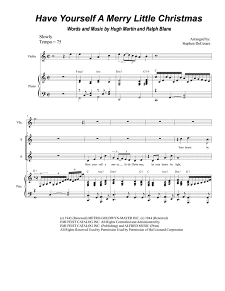 Have Yourself A Merry Little Christmas For Vocal Quartet Satb Sheet Music