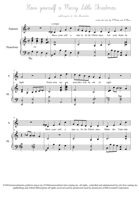 Have Yourself A Merry Little Christmas From Meet Me In St Louis Voce E Piano Sheet Music