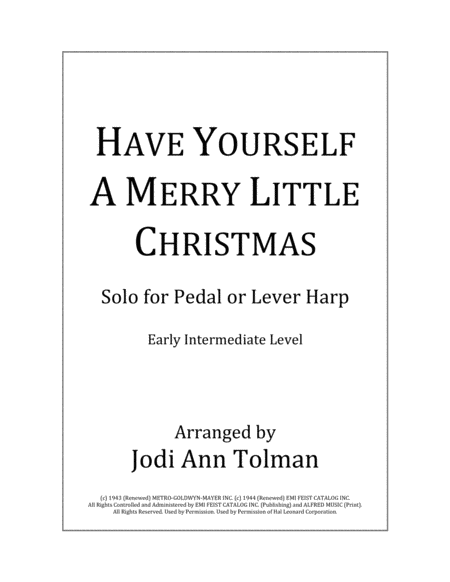 Free Sheet Music Have Yourself A Merry Little Christmas Harp Solo