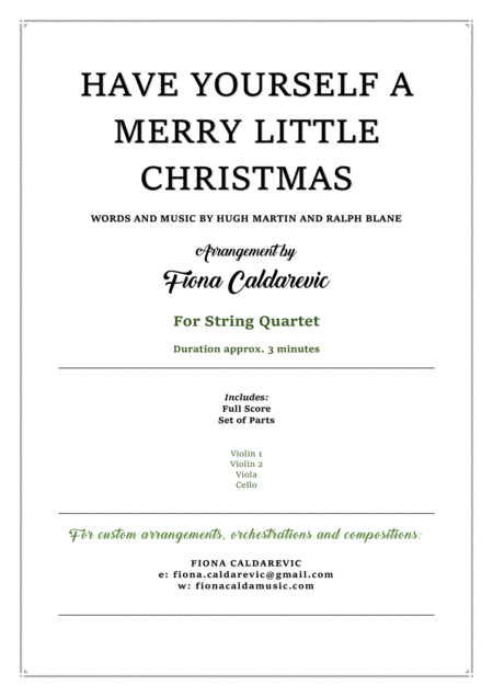 Have Yourself A Merry Little Christmas In The Style Of Mozart For String Quartet Sheet Music