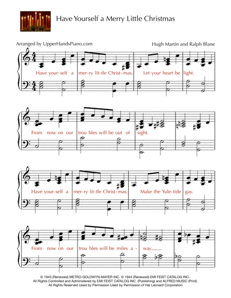 Free Sheet Music Have Yourself A Merry Little Christmas Intermediate