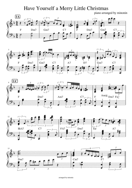 Free Sheet Music Have Yourself A Merry Little Christmas Piano Arrangement