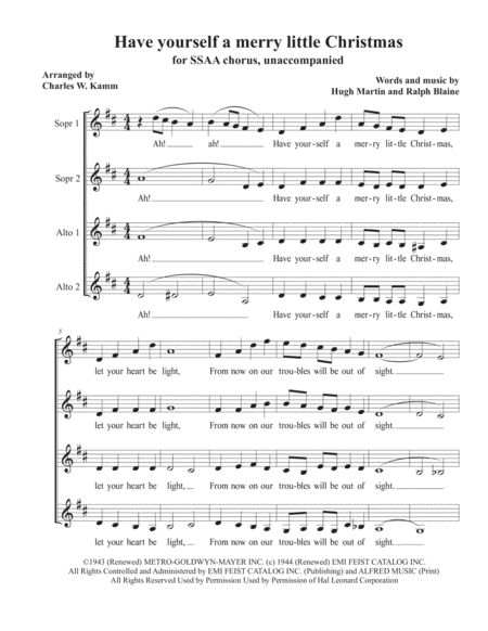 Free Sheet Music Have Yourself A Merry Little Christmas