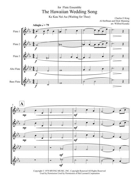 Hawaiian Wedding Song For Flute Ensemble Sheet Music