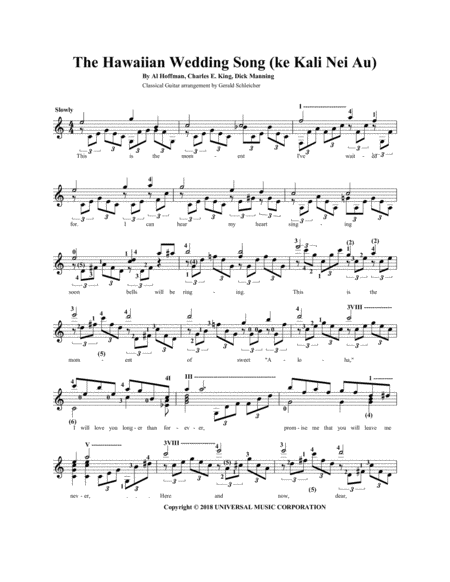 Free Sheet Music Hawaiian Wedding Song