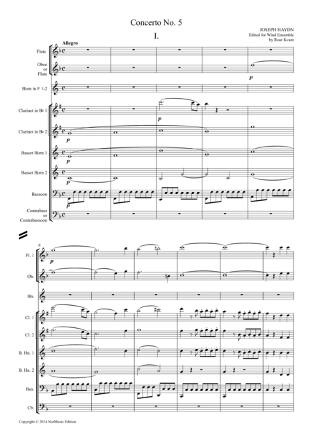 Free Sheet Music Haydn Concerto No 5 Classical Wind Ensemble