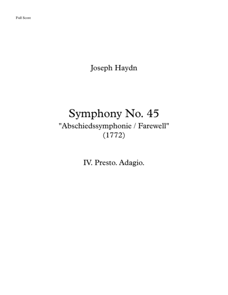 Free Sheet Music Haydn Farewell Symphony Arranged For String Orchestra