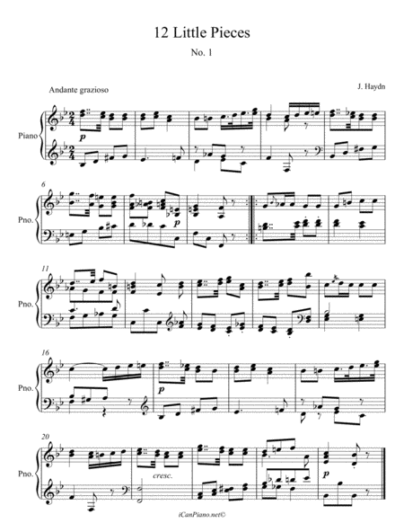 Haydn Little Piece No 1 In Bb Major Sheet Music