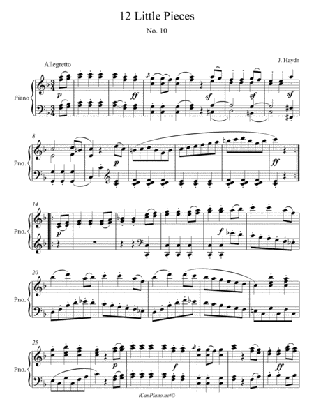 Haydn Little Piece No 10 In F Major Sheet Music