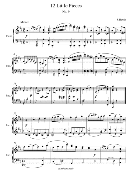 Haydn Little Piece No 9 In D Major Sheet Music