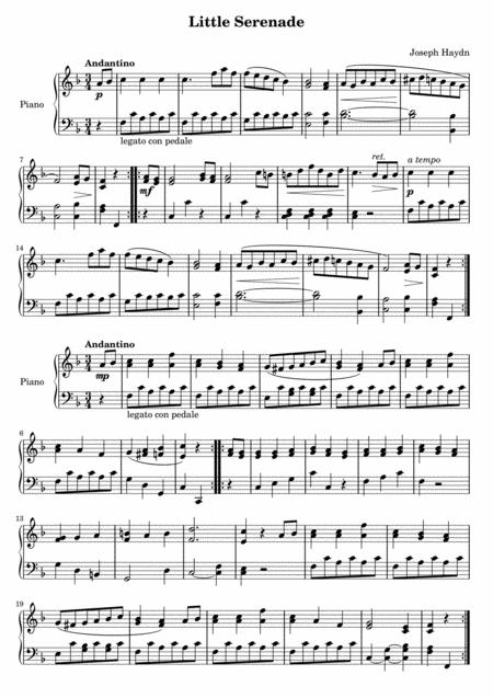 Free Sheet Music Haydn Little Serenade Piano Solo