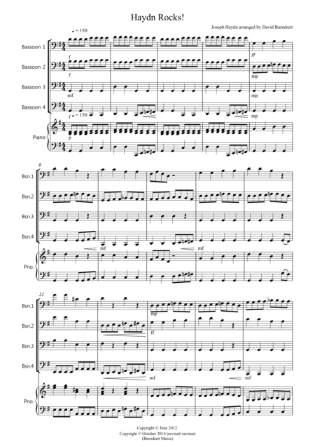 Haydn Rocks For Bassoon Quartet Sheet Music