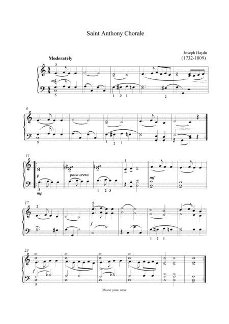 Haydn Saint Anthony Chorale Easy Piano Arrangement Sheet Music