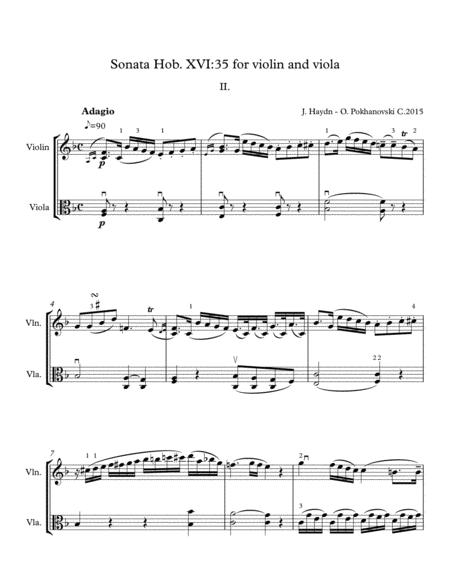 Free Sheet Music Haydn Sonata In C For Violin And Viola 2nd Movement