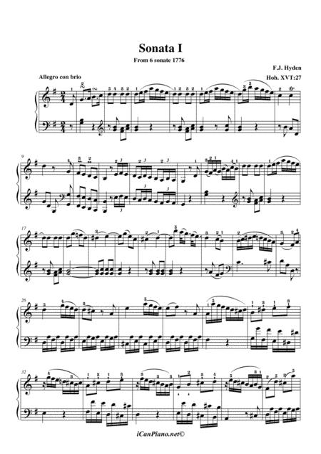 Haydn Sonata No 1 In G Major Hob Xvi 27 Sheet Music