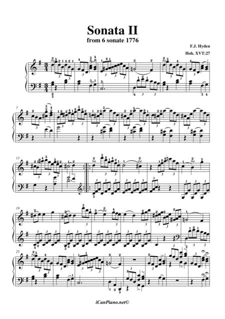 Free Sheet Music Haydn Sonata No 2 In G Major Hob Xvi 27