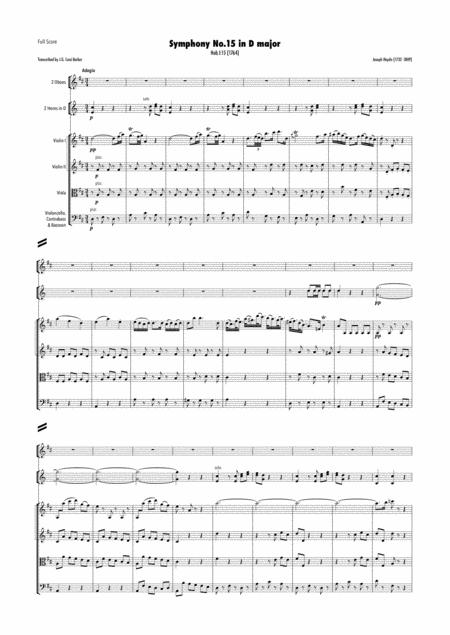 Haydn Symphony No 15 In D Major Hob I 15 Sheet Music