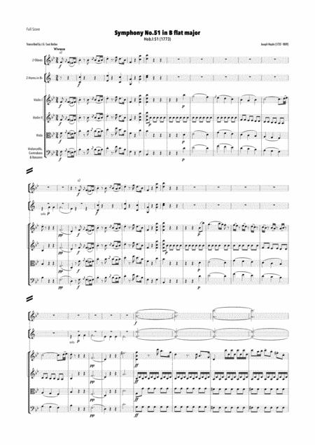 Haydn Symphony No 51 In B Flat Major Hob I 51 Sheet Music