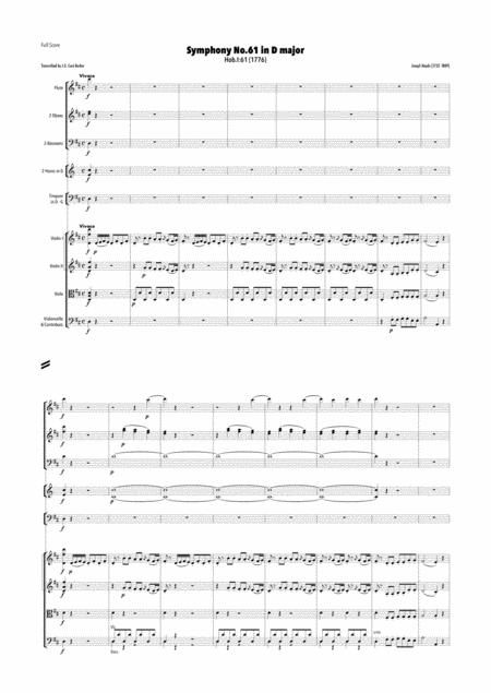 Haydn Symphony No 61 In D Major Hob I 61 Sheet Music