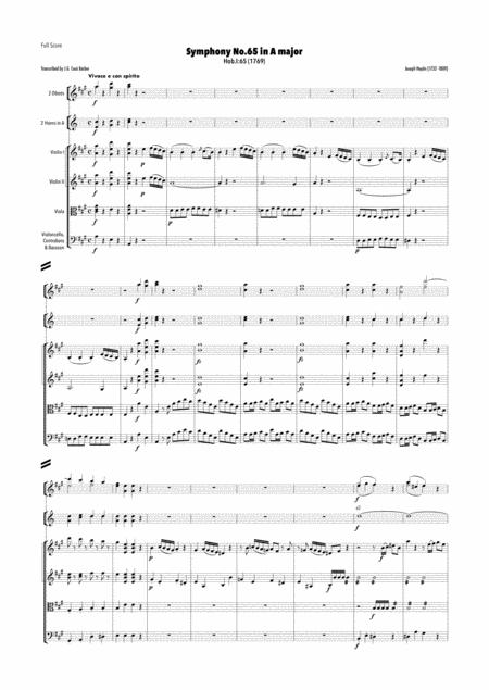 Free Sheet Music Haydn Symphony No 65 In A Major Hob I 65
