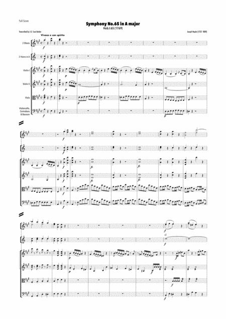 Haydn Symphony No 65 In A Major Hob I 65 Sheet Music