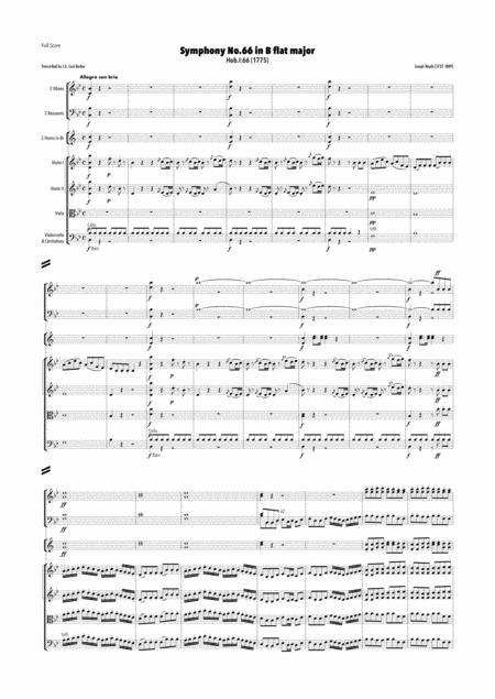 Haydn Symphony No 66 In B Flat Major Hob I 66 Sheet Music