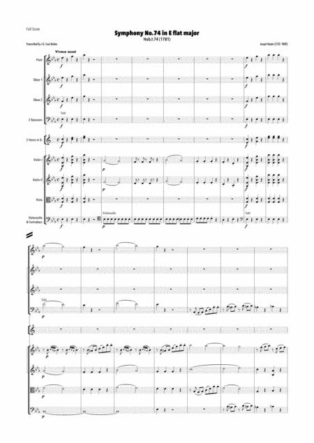 Haydn Symphony No 74 In E Flat Major Hob I 74 Sheet Music