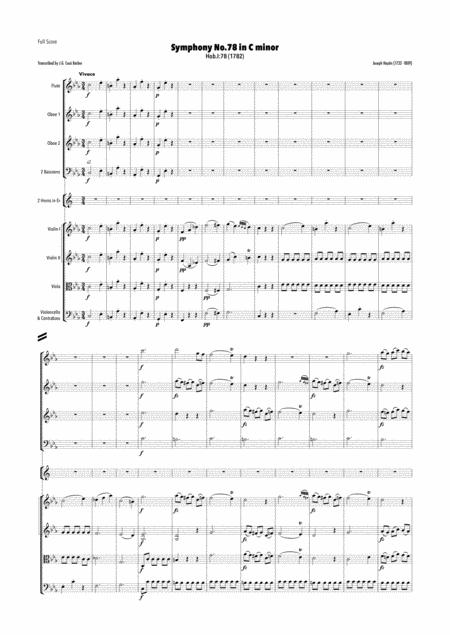 Free Sheet Music Haydn Symphony No 78 In C Minor Hob I 78