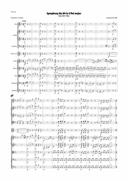 Free Sheet Music Haydn Symphony No 84 In E Flat Major Hob I 84