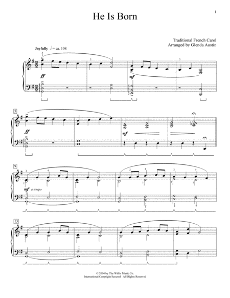 He Is Born Arr Glenda Austin Sheet Music