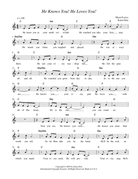 Free Sheet Music He Knows You He Loves You