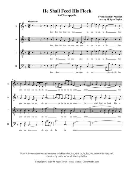 He Shall Feed His Flock Satb Acapella Sheet Music